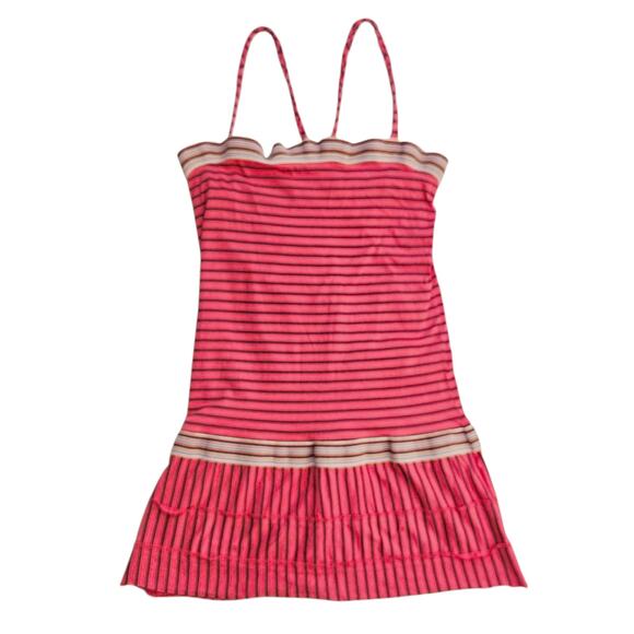 Free People Vintage Y2K Red Striped Beach Cover Up Shift Dress Size M - Picture 1 of 8